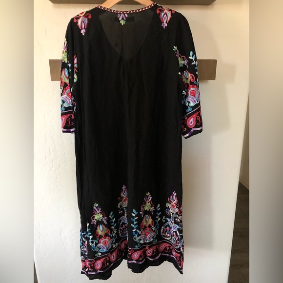 Cyn Cynthia Mehra|Boho floral embroidered black flowy dress with tassels•NWOT - Picture 5 of 15